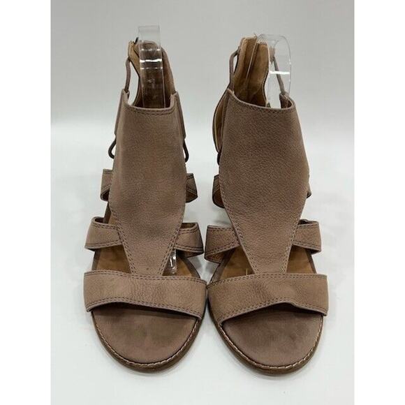 Lucky Brand Womens Joellen Wedge Sandals Open Toe Zip Up Desert Taupe Size 10M - Picture 6 of 12